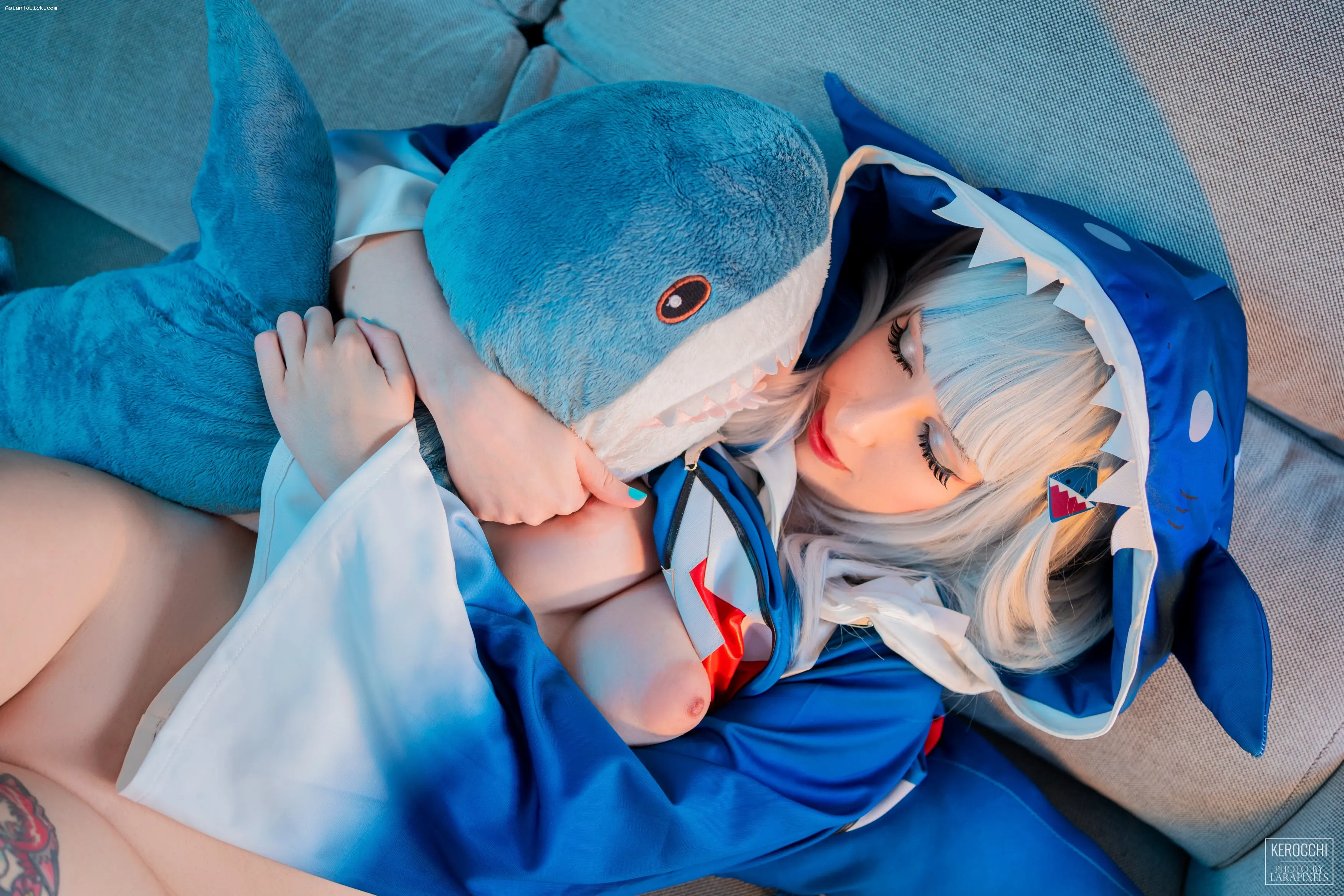 Kerocchi - Gawr Gura Nude Cos 噶嗚·古拉 裸体角色扮演 噶嗚·古拉裸体cosplay 12
