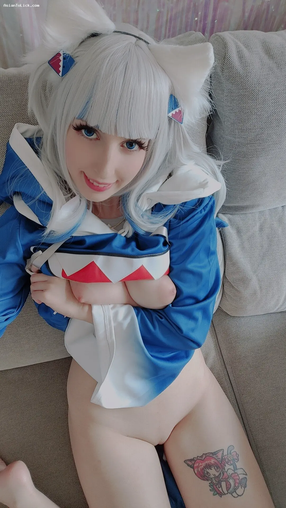 Kerocchi - Gawr Gura Nude Cos 噶嗚·古拉 裸体角色扮演 噶嗚·古拉裸体cosplay 17